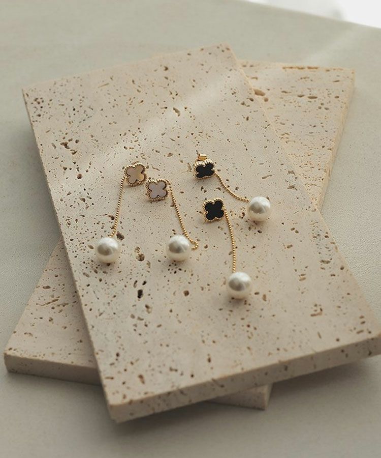 パールコンビラッキークローバーピアス