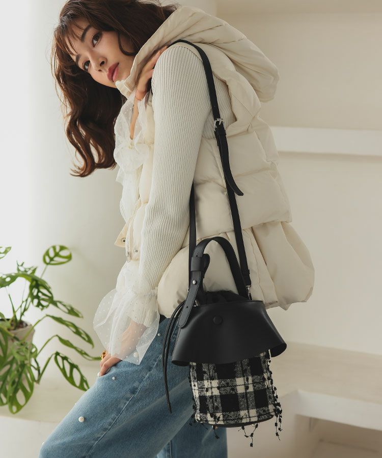 フリルツイードチェックバケットBAG [C] | DONOBAN 