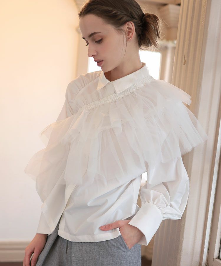 マルチwayチュールサッシュブラウス