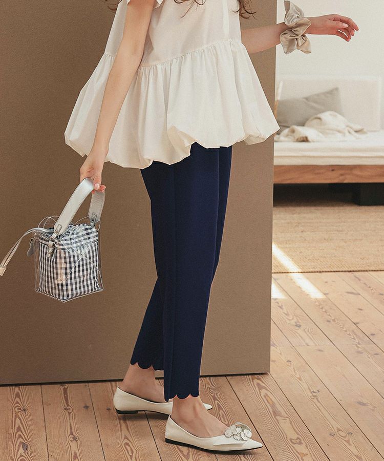 裾スカラップパンツ