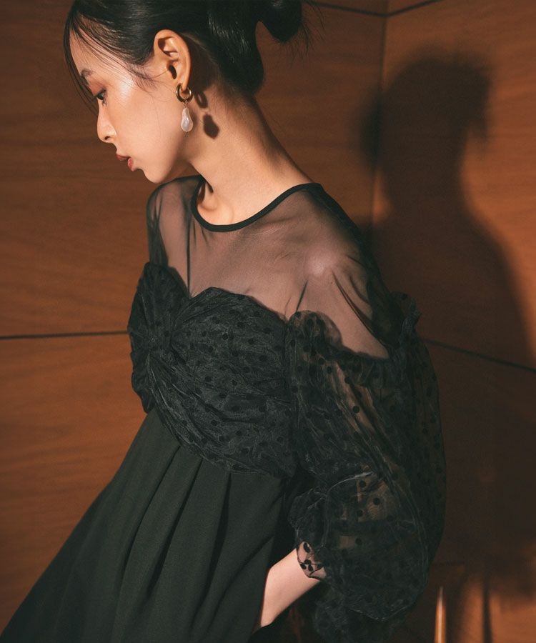 ANDRESD  アンドレスド　flocky dot dress ブラック　L flocky dot pants dress | ANDRESD