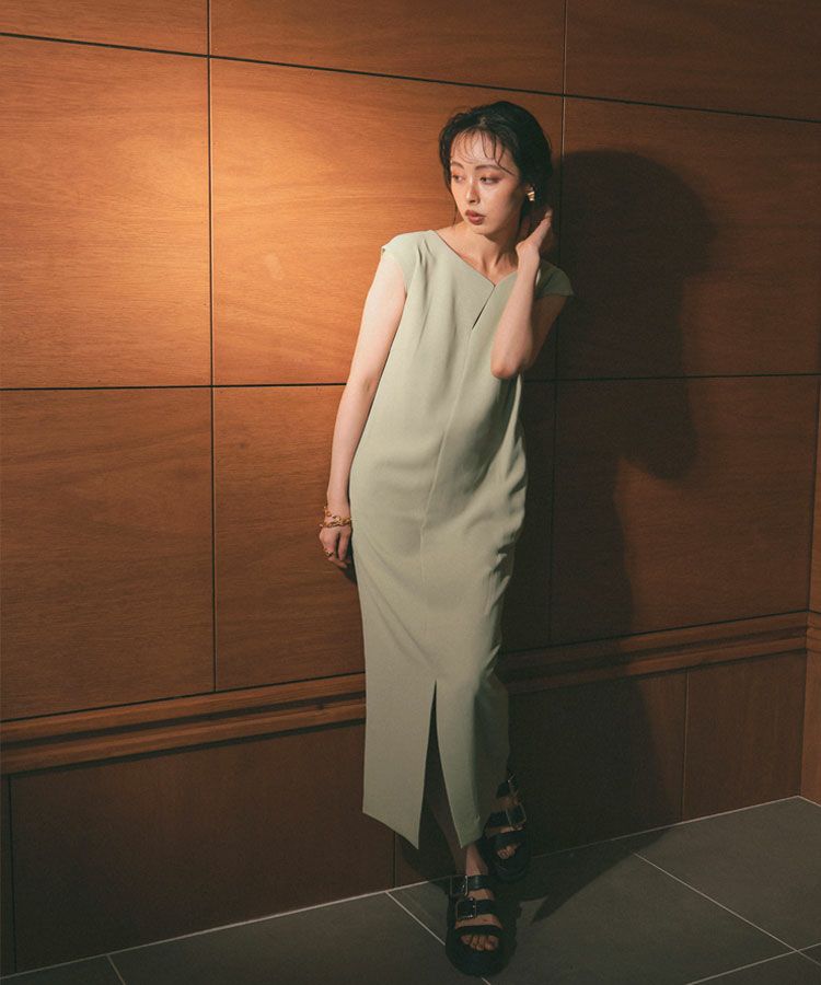 glossy multi ruffle dress