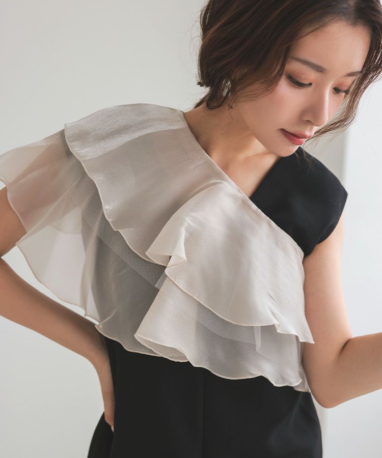 ANDRESD グロッシーマルチラッフルドレス glossy multi ruffle dress | ANDRESD