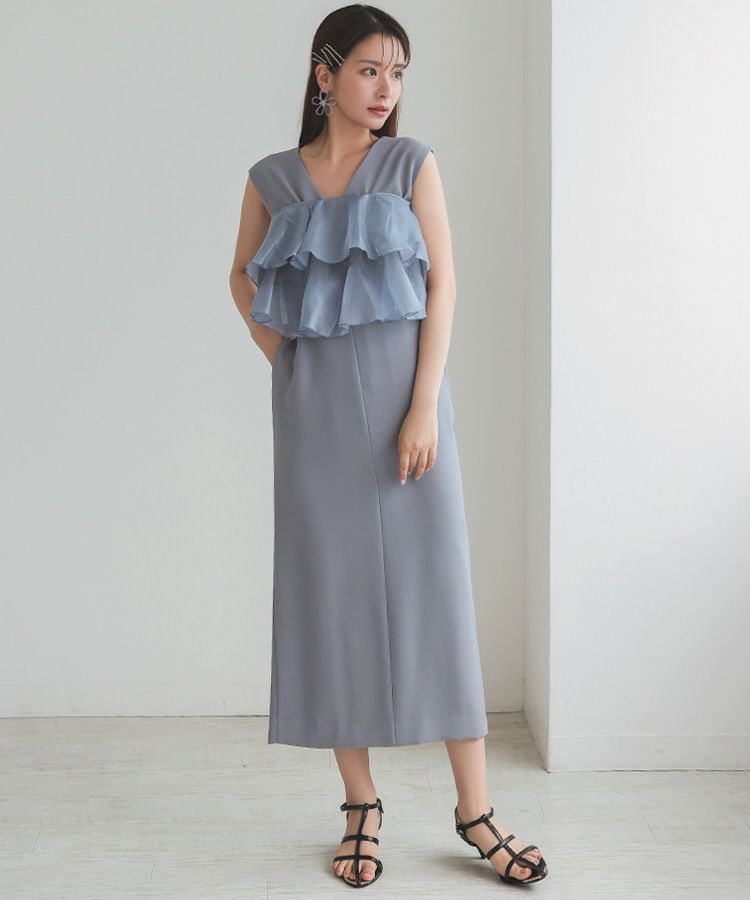 glossy multi ruffle dress | ANDRESD