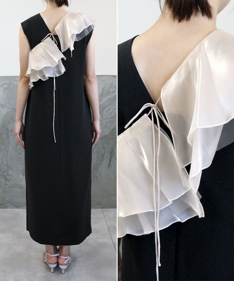 ANDRESD ドレス glossy multi ruffle dress グロッシーマルチ