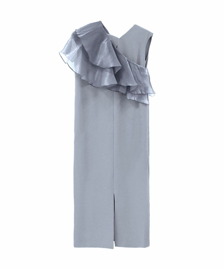 glossy multi ruffle dress