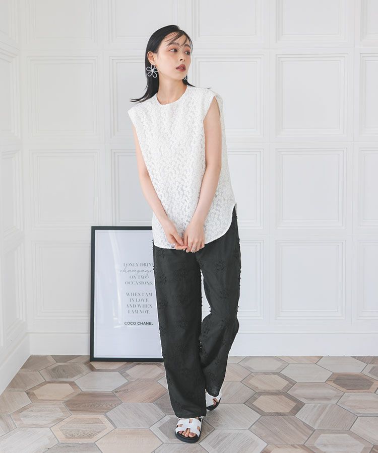 セルロースナイロン エンブロイダリー パンツ 2024ss
