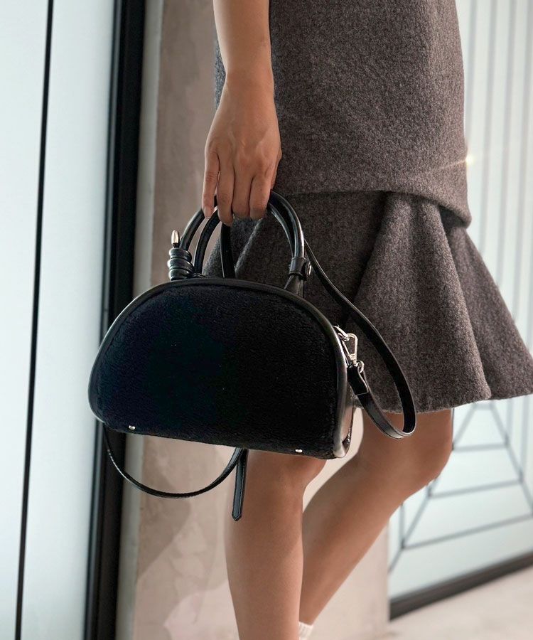 アキロン×Donobanコラボ2wayキャンバスラウンドボストンバッグブラック 2wayキャンバスラウンドボストンBAG[C]