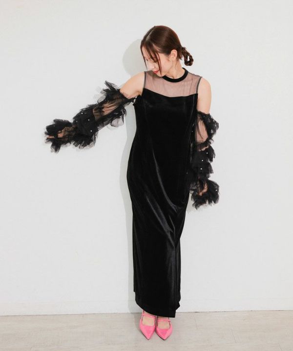 shirring gather setup dress