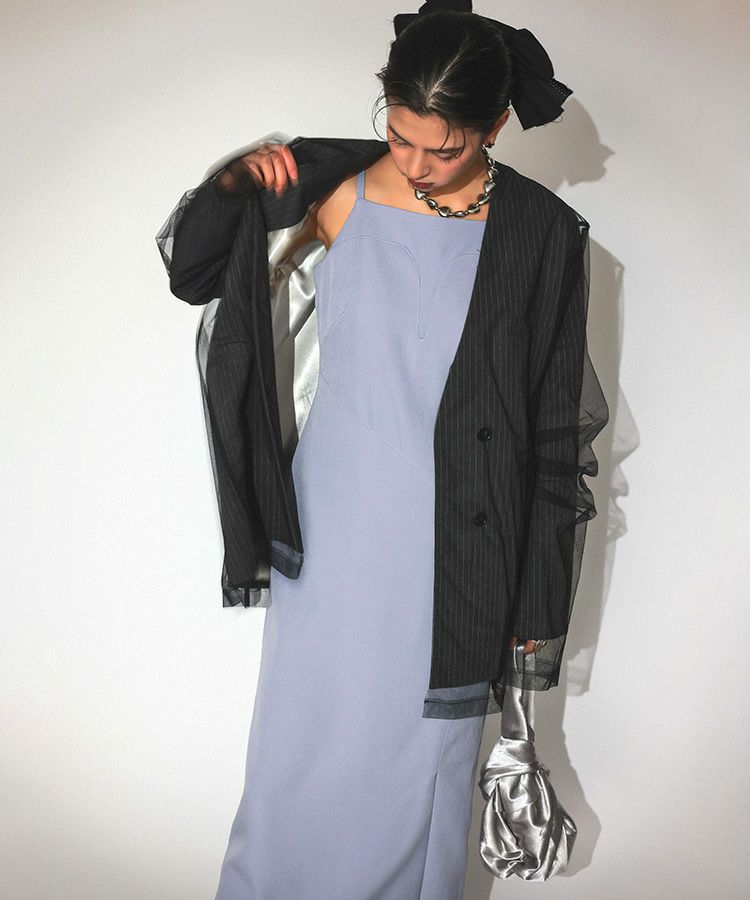 stripe layered tulle jacket