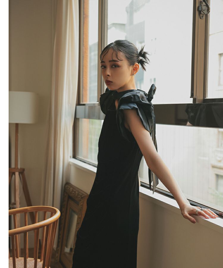 【ANDRESD】drape velour dress[ドレープベロアドレス] セール】ドレープベロアドレス / drape velour dress（ドレス