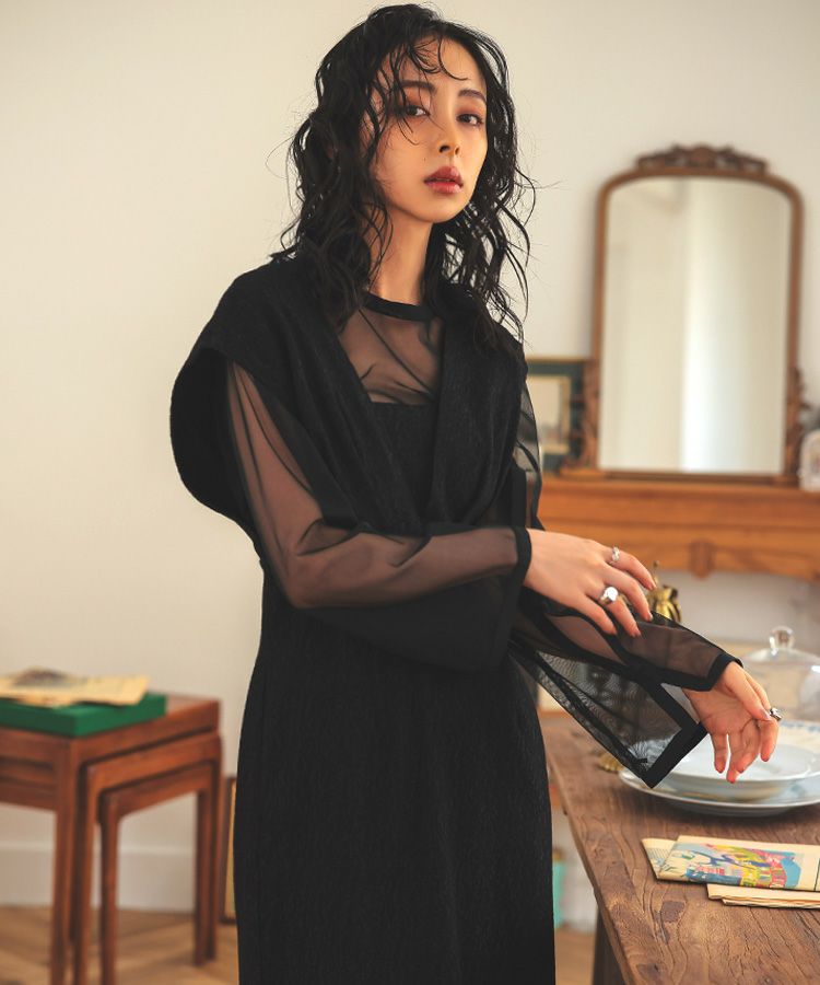 アンドレスドANDRESD Vラインジャガードドレス ANDRESD ドレス V line jacquard dress Vラインジャガードドレス