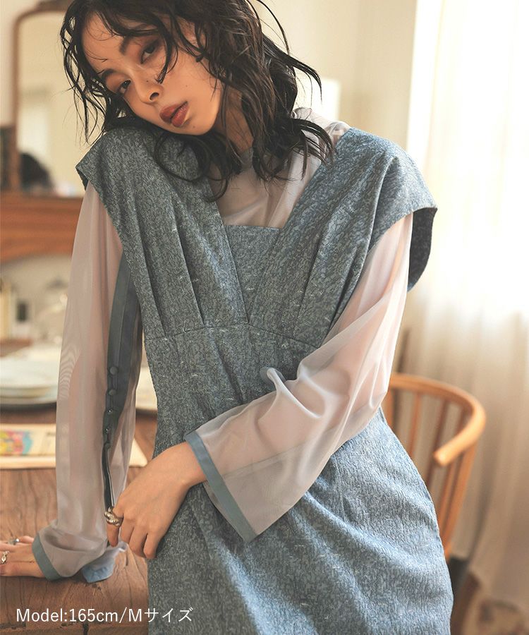 【ANDRESD】V line jacquard dress ジャガードドレス ANDRESD ドレス V line jacquard dress Vラインジャガードドレス