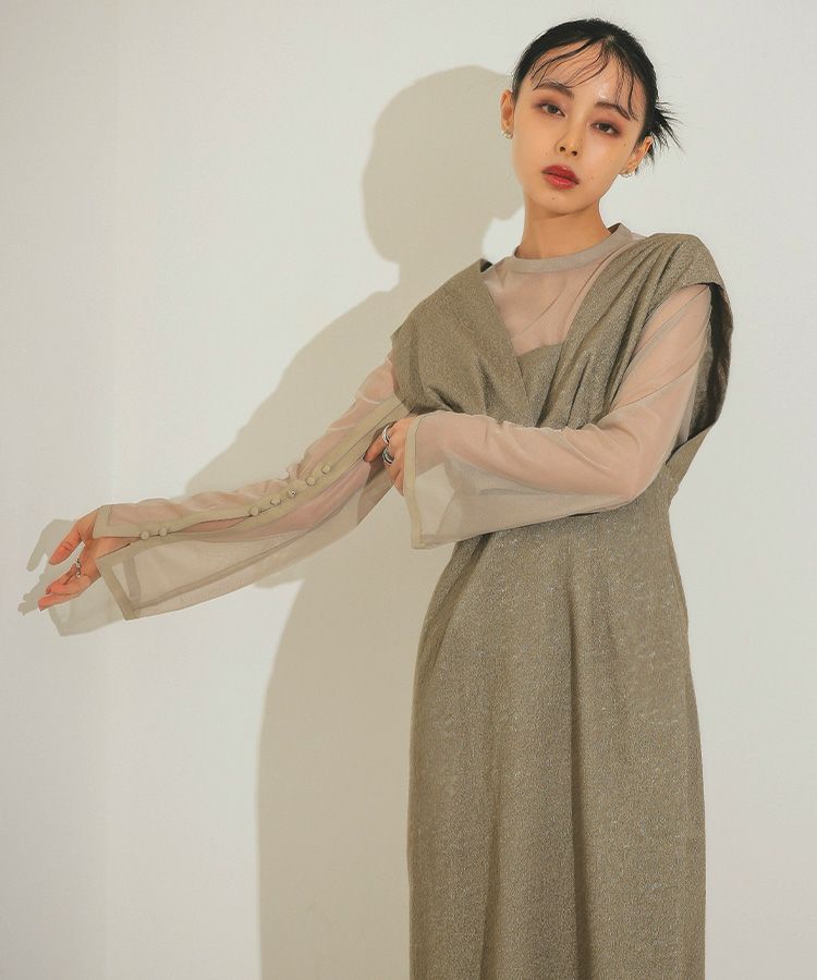 【ANDRESD】アンドレスド ジャガードドレス ANDRESD ドレス V line jacquard dress Vラインジャガードドレス