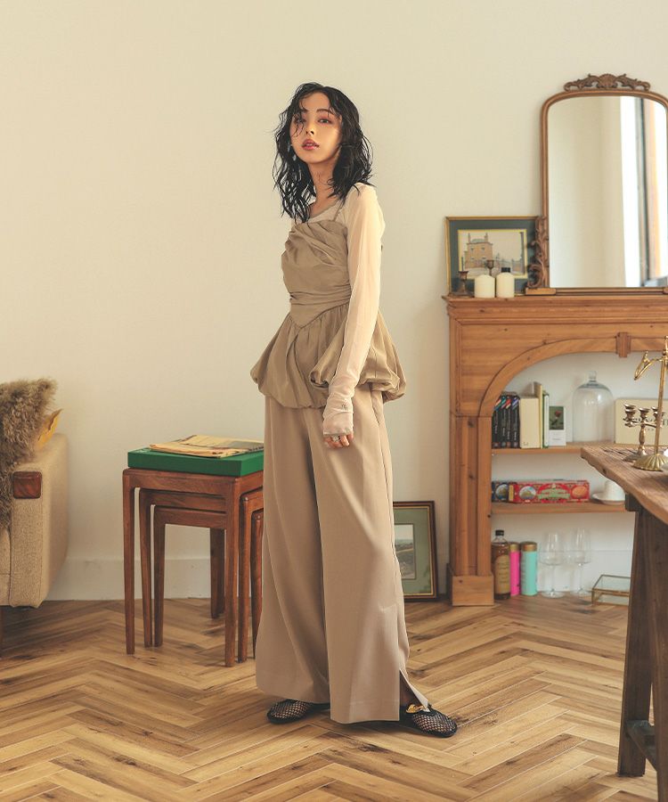 セール】shirring gather setup dress シャーリングギャザー