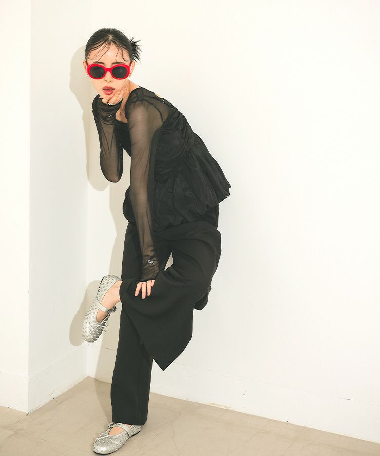 スーツ・フォーマル・ドレス ANDRESD / shirring gather setup dress セール】shirring gather setup dress シャーリングギャザー
