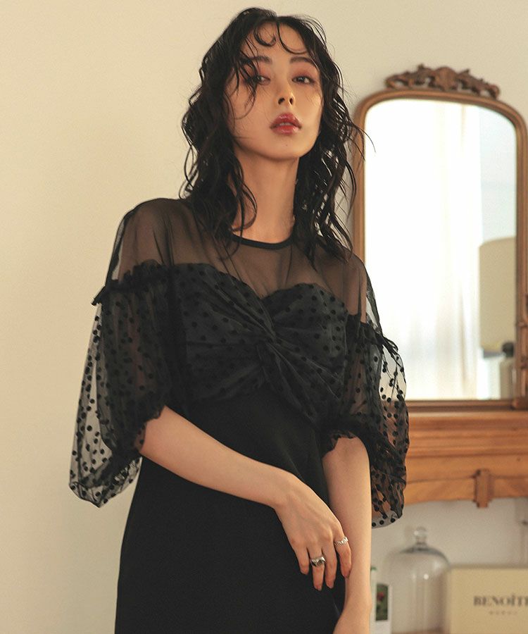 ANDRESD flocky dot one pieceブラックM 新品タグ付き flocky dot one piece | ANDRESD