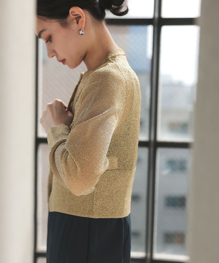 dium. グリッターカーディガン glitter crew neck cardigan メール便