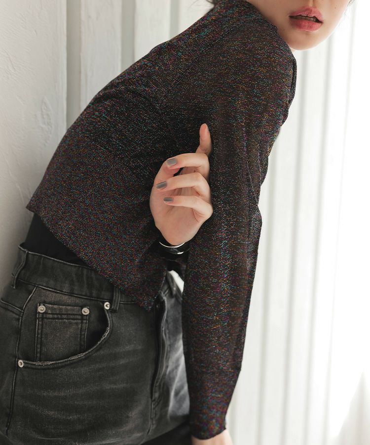 glitter crew neck cardigan メール便