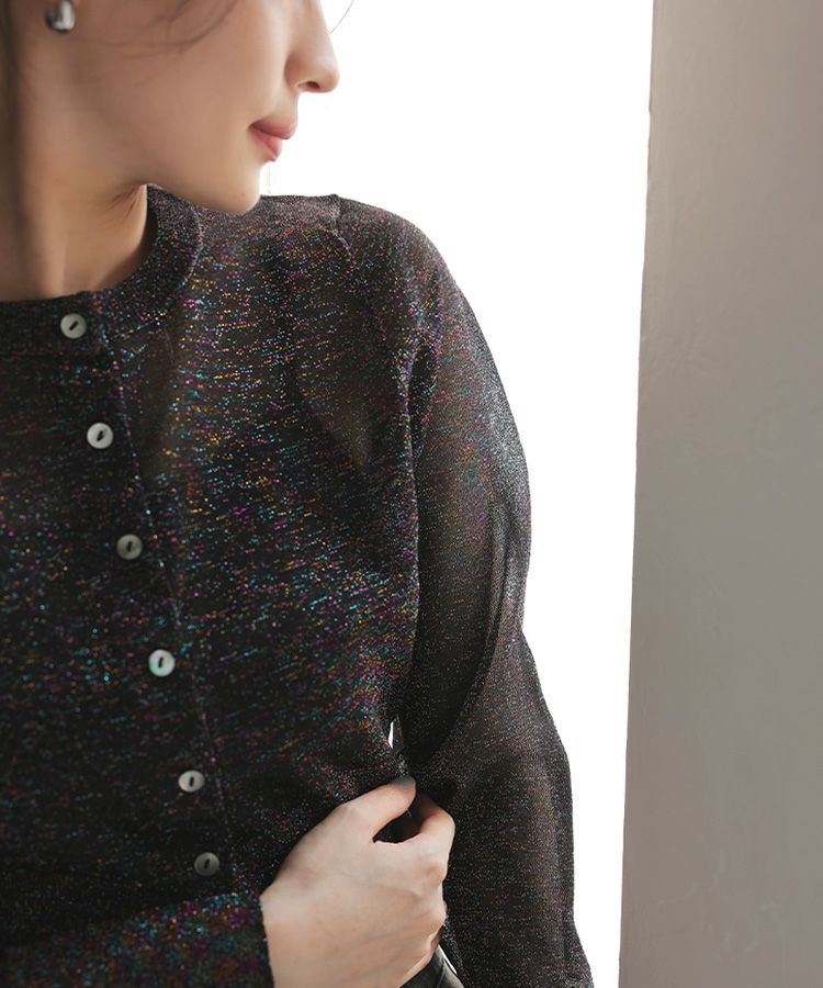 glitter crew neck cardigan メール便