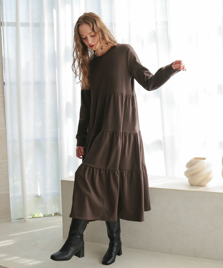 Donoban 裏起毛ティアードワンピース