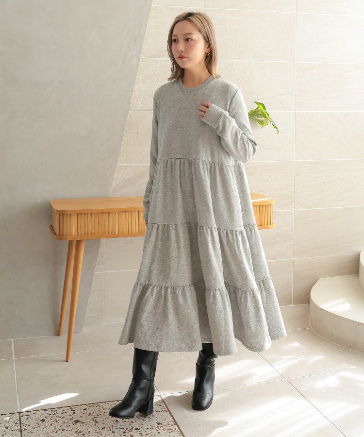 Donoban 裏起毛ティアードワンピース