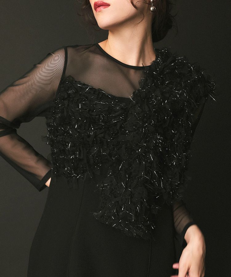 ANDRESD fringe glitter knot dress 素っ気 niana