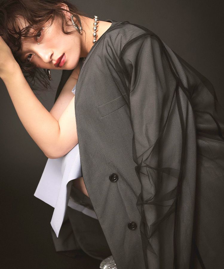 boxy layered tulle jacket
