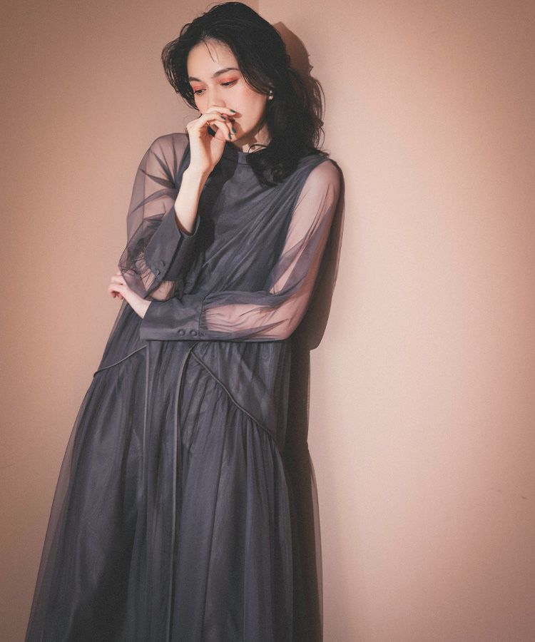 【ANDRESD】piping tulle dress Aラインドレス ANDRESD ドレス piping tulle dress パイピングチュールドレス