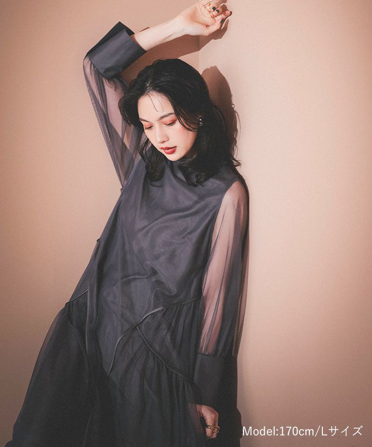 ANDRESD ドレス piping tulle dress パイピングチュールドレス