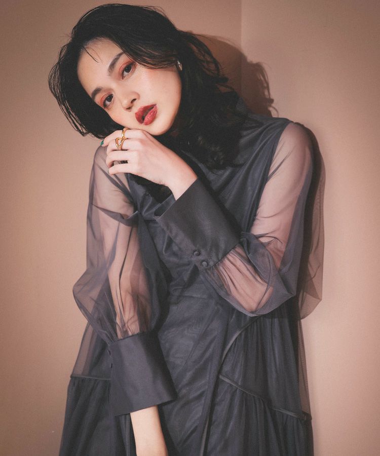 ANDRESD ドレス piping tulle dress パイピングチュールドレス