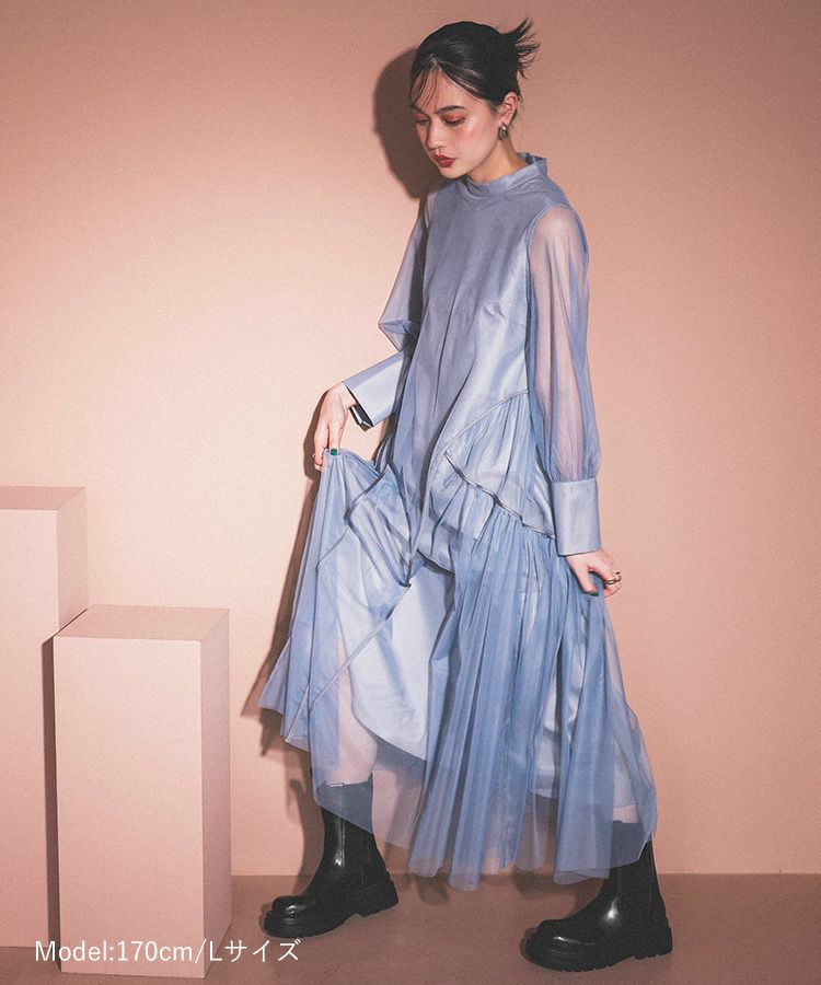 【ANDRESD】piping tulle dress Aラインドレス セール】piping tulle dress パイピングチュールドレス（ドレス