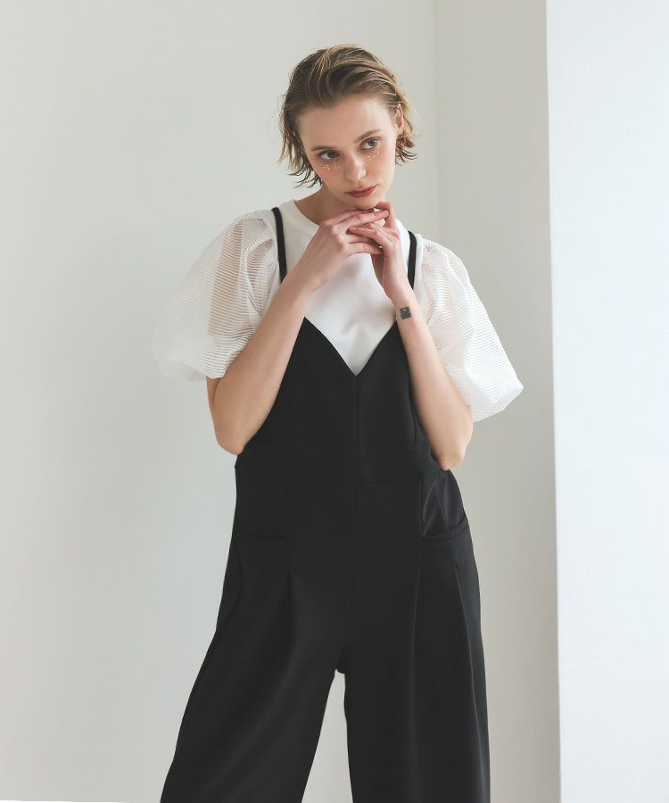 【美品】STRATA ツイーディーサロペット ブラック short 美品】STRATA ツイーディーサロペット ブラック short