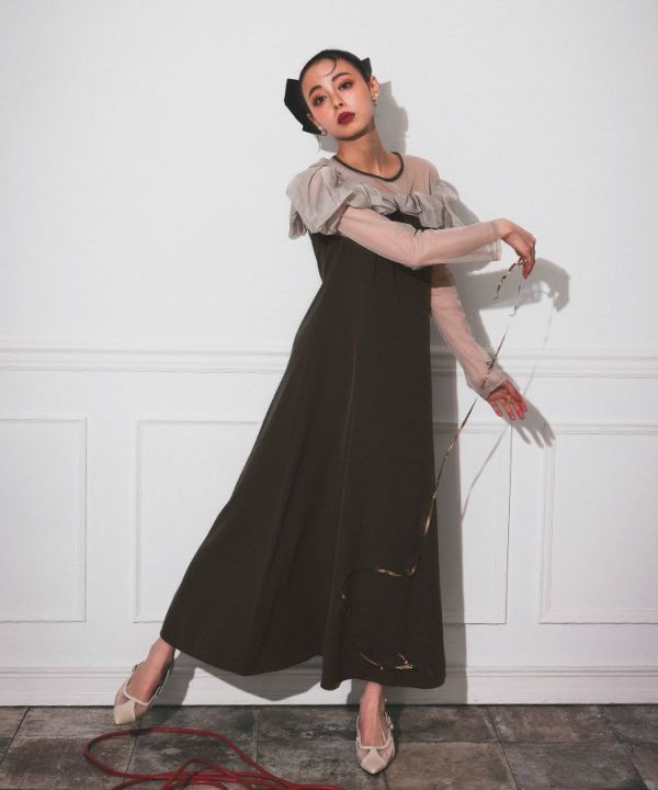 V line jacquard dress