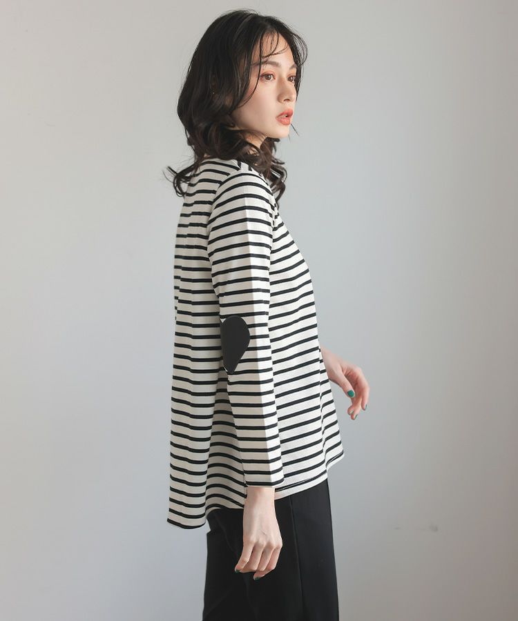 tシャツ ハートネックボーダートップス レディース ハートネックボーダートップス
