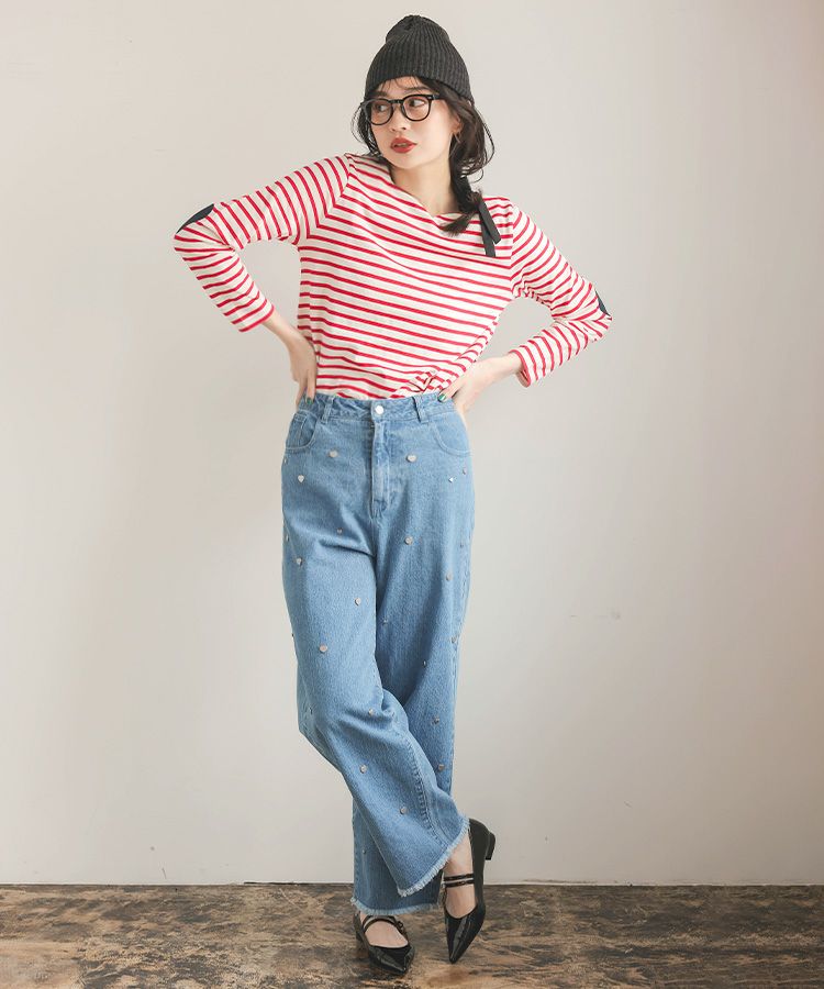 tシャツ ハートネックボーダートップス レディース ハートネックボーダートップス