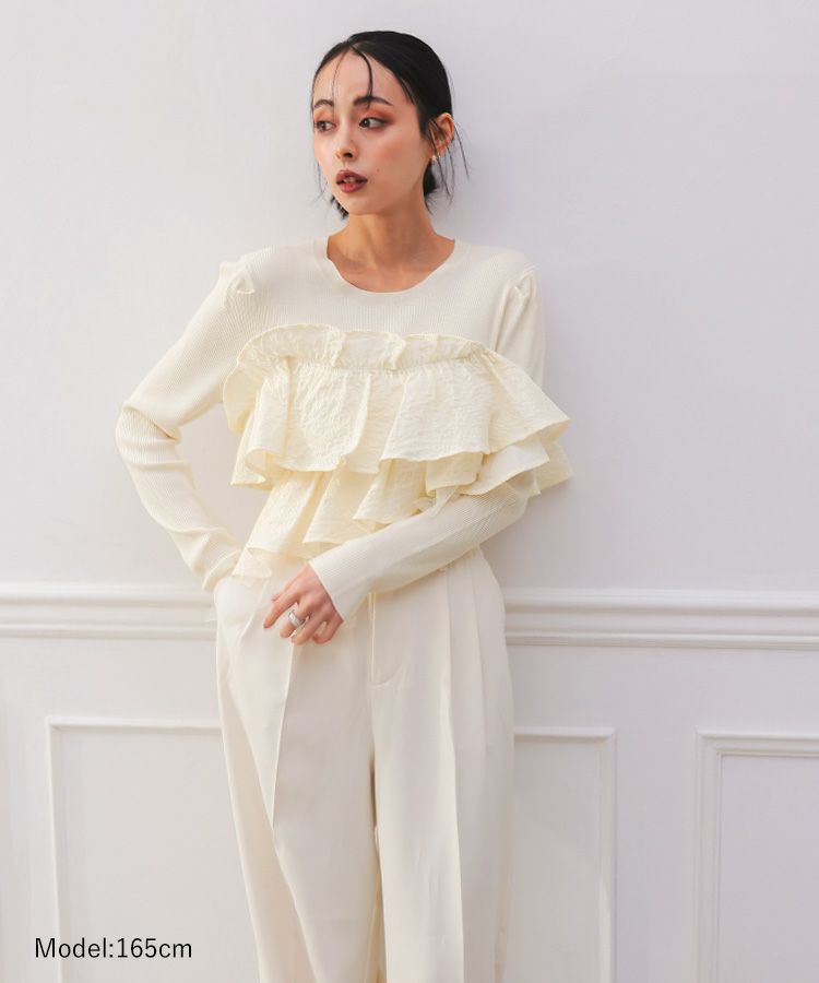 DONOBAN ドノバン　ニット ジャガードフリルニット DONOBAN ニット ジャガードフリルニット レディース : ZOZOTOWN