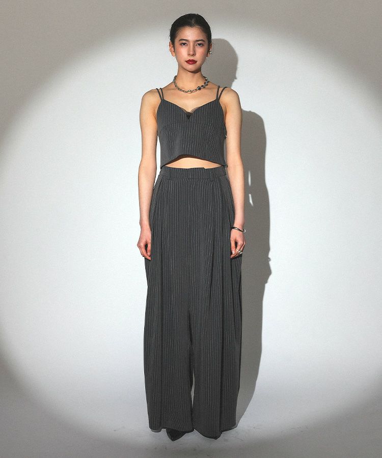 pinstripe bustier wide pants dress