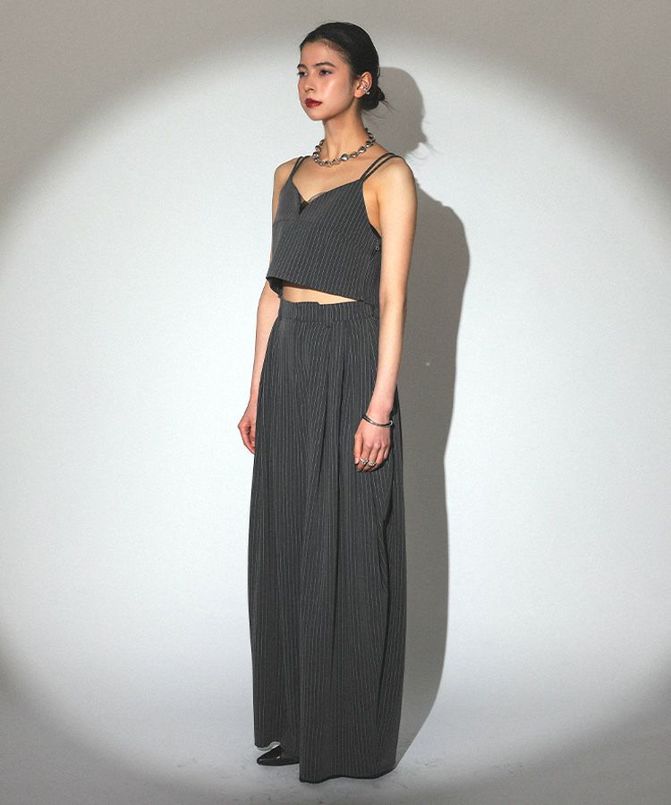 pinstripe bustier wide pants dress