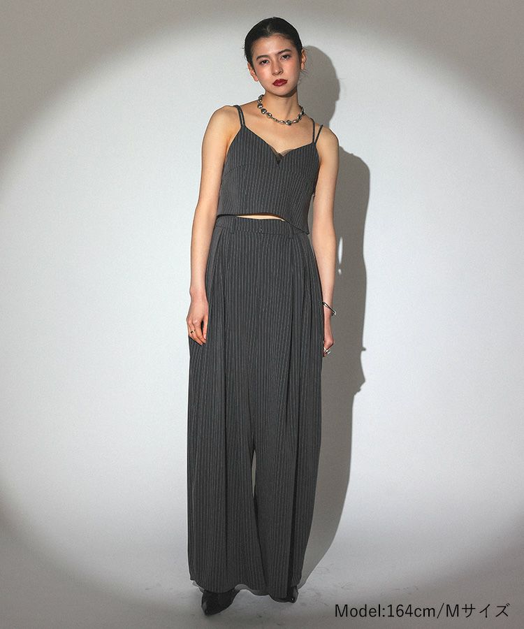 pinstripe bustier wide pants dress