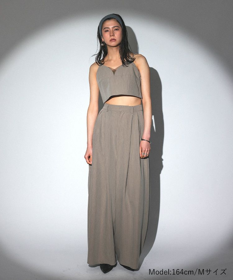 pinstripe bustier wide pants dress[8FS]