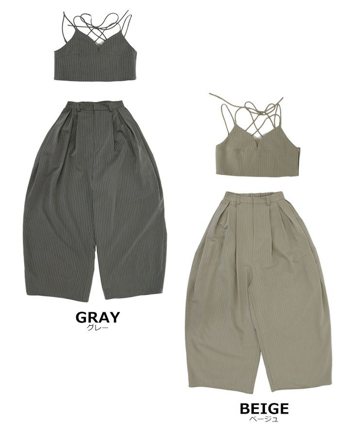 pinstripe bustier wide pants dress