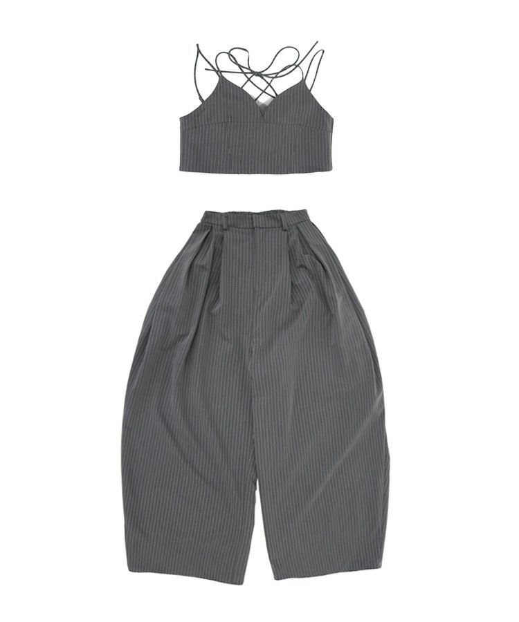 ANDRESD ピンストライプビスチェワイドパンツドレス　Mサイズ ピンストライプビスチェワイドパンツドレス / pinstripe bustier