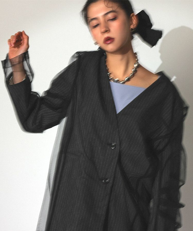 stripe layered tulle jacket[8FS]