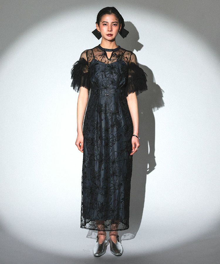 スーツ・フォーマル・ドレス key neck embroidery dress ANDRESD Niana key neck embroidery dress | ANDRESD