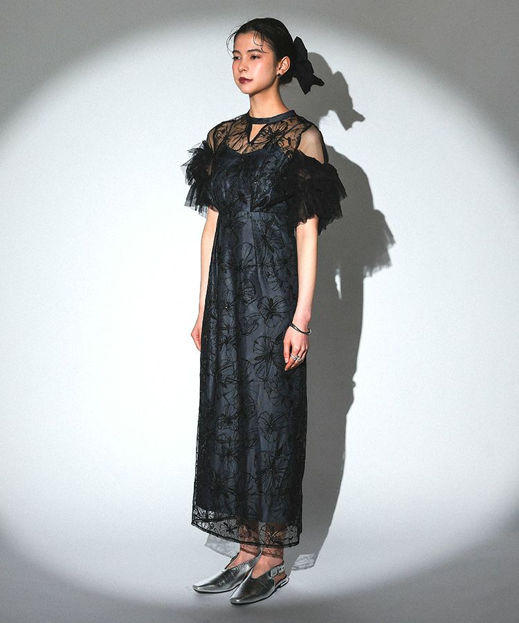 スーツ・フォーマル・ドレス key neck embroidery dress ANDRESD Niana key neck embroidery dress | ANDRESD