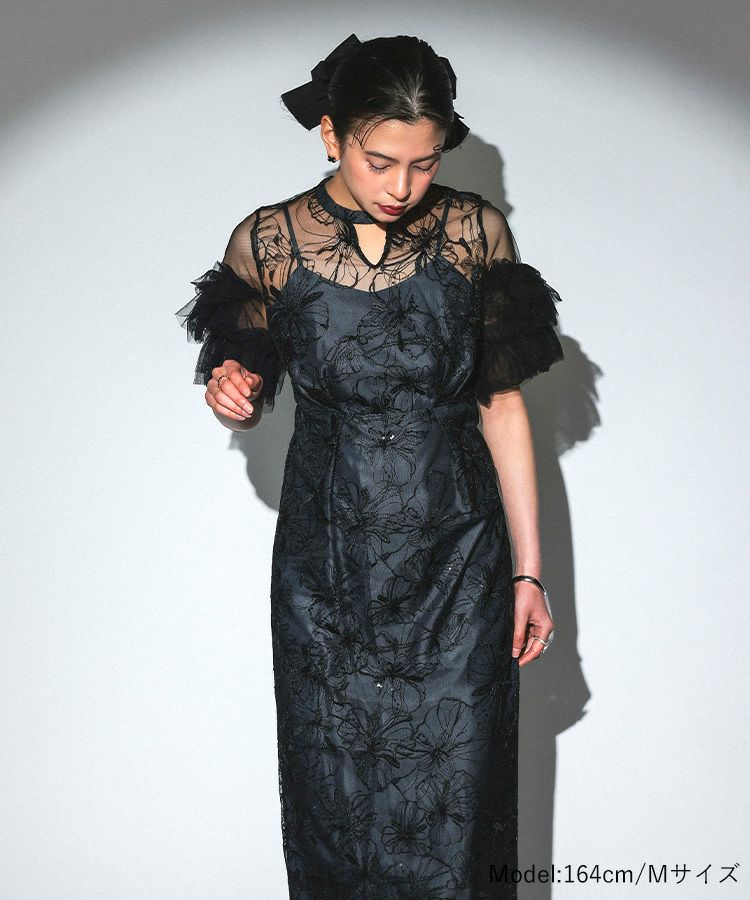 ワンピース key neck embroidery dress key neck embroidery dress