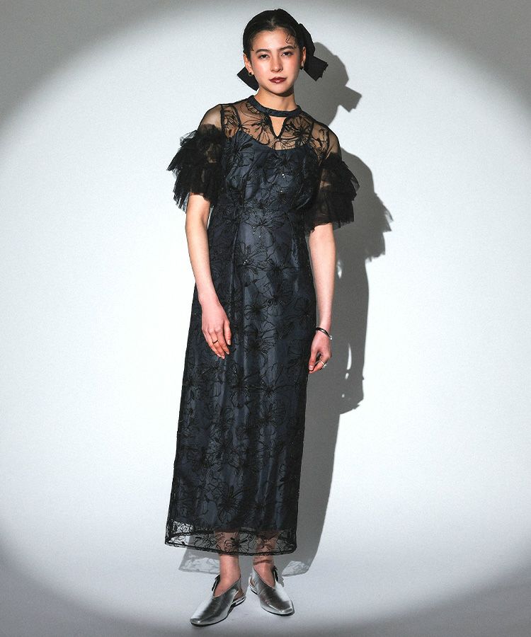 スーツ・フォーマル・ドレス key neck embroidery dress ANDRESD Niana key neck embroidery dress | ANDRESD
