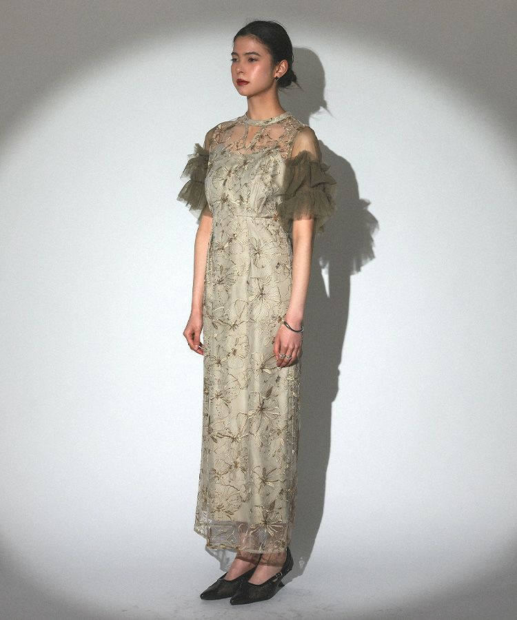 ワンピース key neck embroidery dress key neck embroidery dress