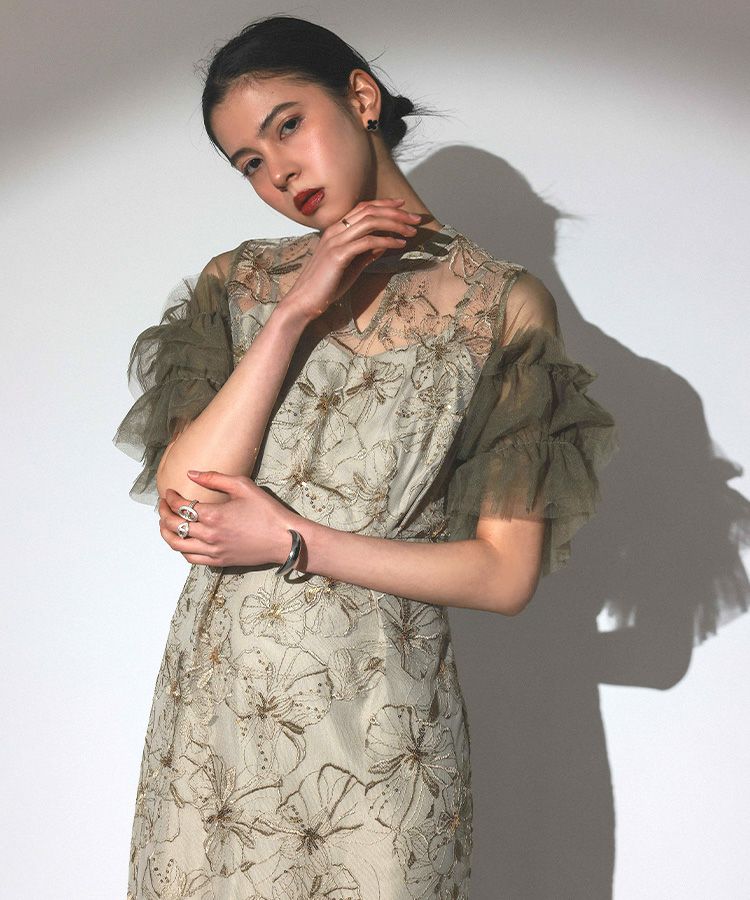key neck embroidery dress | ANDRESD